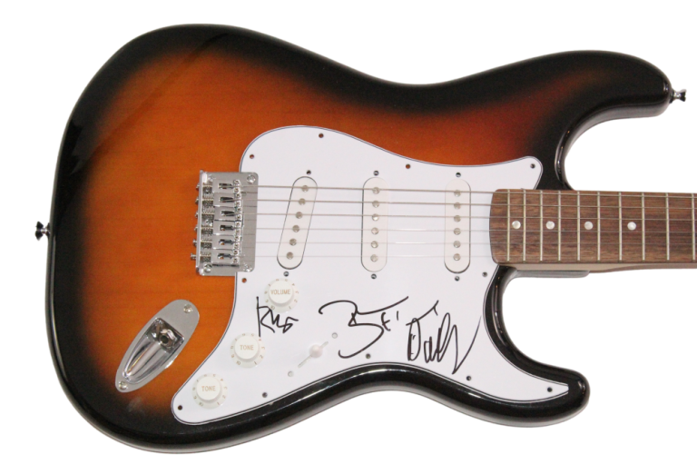 THE KILLERS BAND SIGNED AUTOGRAPH FENDER ELECTRIC GUITAR BRANDON FLOWERS +2 JSA COLLECTIBLE MEMORABILIA