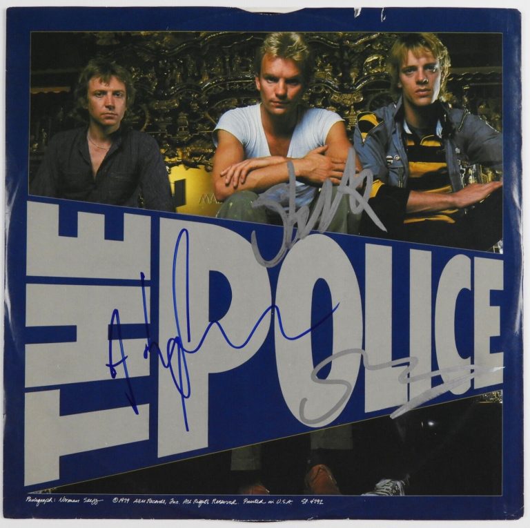 THE POLICE JSA SIGNED AUTOGRAPH PHOTO ALBUM REGGATTA DE BLANC SLEEVE COLLECTIBLE MEMORABILIA