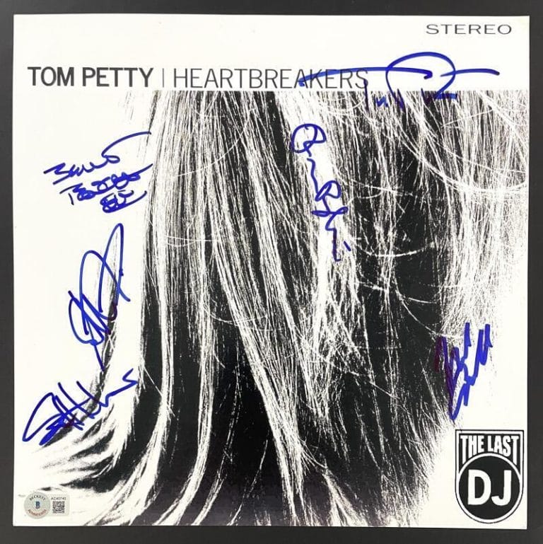 TOM PETTY & HEARTBREAKERS SIGNED AUTOGRAPH 12×12 THE LAST DJ ALBUM FLAT BECKETT COLLECTIBLE MEMORABILIA
