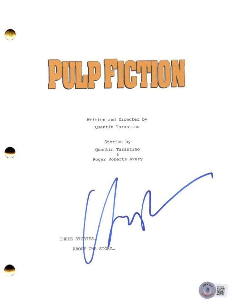UMA THURMAN SIGNED AUTOGRAPH QUENTIN TARANTINO PULP FICTION MOVIE SCRIPT BECKETT COLLECTIBLE MEMORABILIA