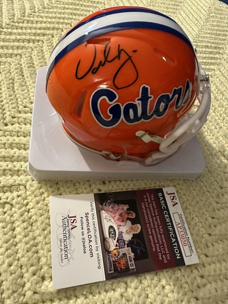 URBAN MEYER SIGNED MINI HELMET FLORIDA GATORS JSA AUTHENTICATION COA
 COLLECTIBLE MEMORABILIA