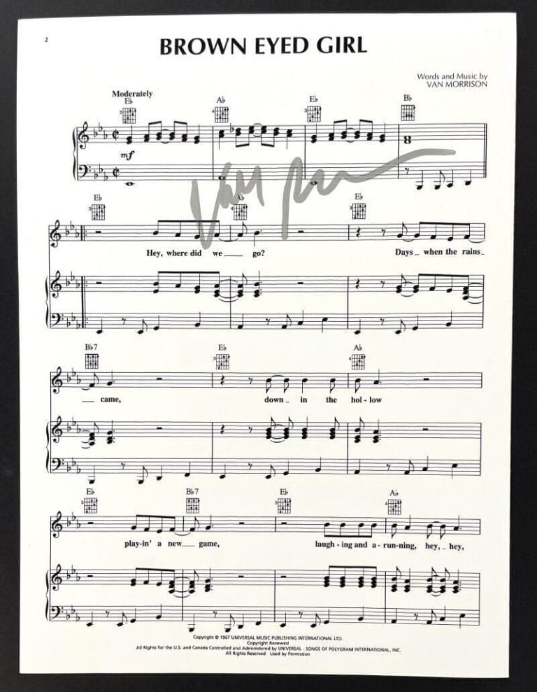 VAN MORRISON SIGNED AUTOGRAPH BROWN EYED GIRL SHEET MUSIC BOOKLET W/ JSA COA COLLECTIBLE MEMORABILIA