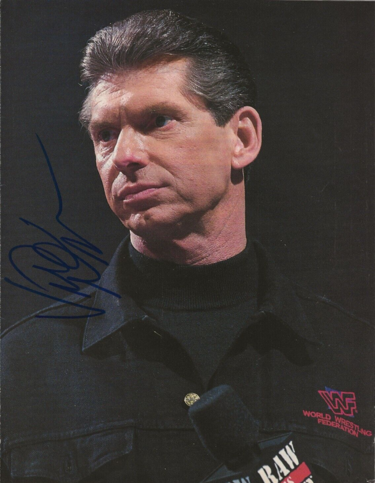 VINCE MCMAHON REAL HAND SIGNED PINUP PHOTO JSA LOA AUTOGRAPHED WWF WWE OWNER COLLECTIBLE MEMORABILIA
