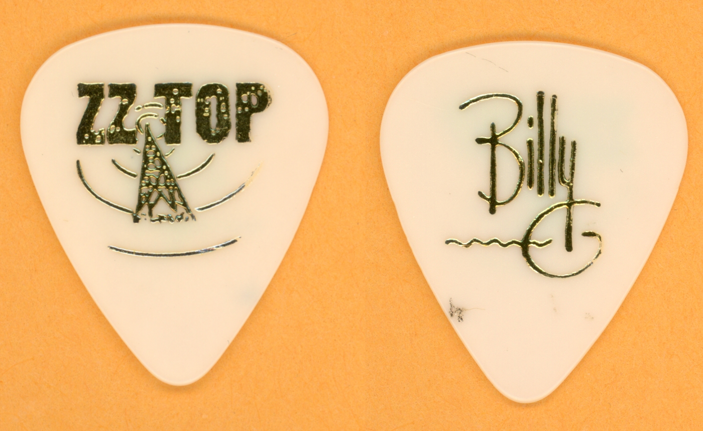 ZZ Top Billy Gibbons Gold/White Vintage Guitar Pick - 1994 Antenna Tour ...