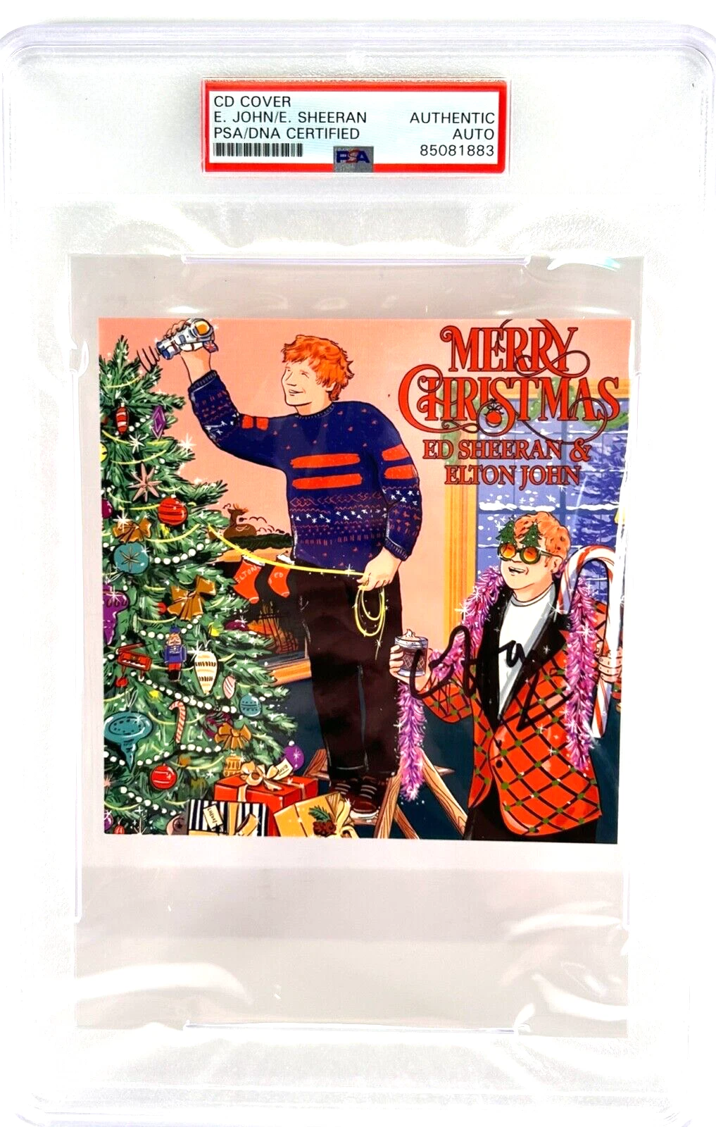 ELTON JOHN ED SHEERAN Signed Auto Slabbed Encapsulated 