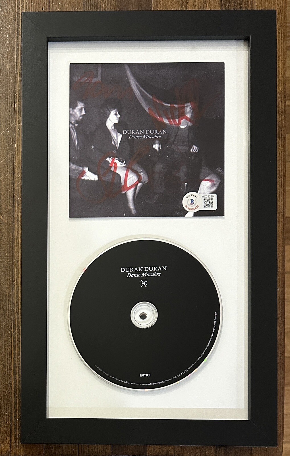 FRAMED DURAN DURAN DANSE MACABE CD + AUTOGRAPHED FULL BAND SIGNED CARD BAS COA