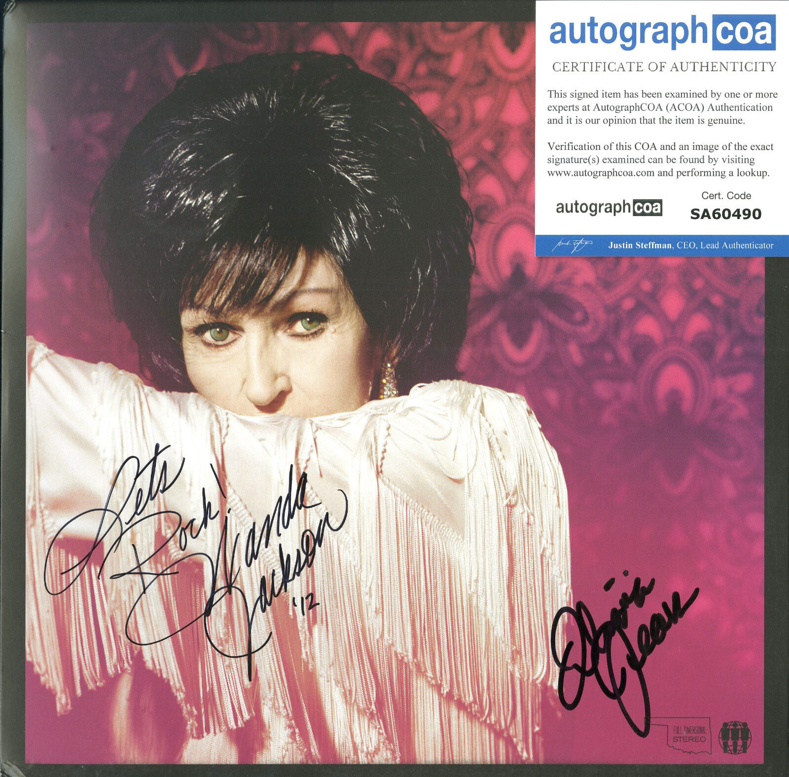 WANDA JACKSON & OLIVIA JEAN THE PARTY AIN’T OVER, JACK WHITE, SIGNED ACOA COLLECTIBLE MEMORABILIA