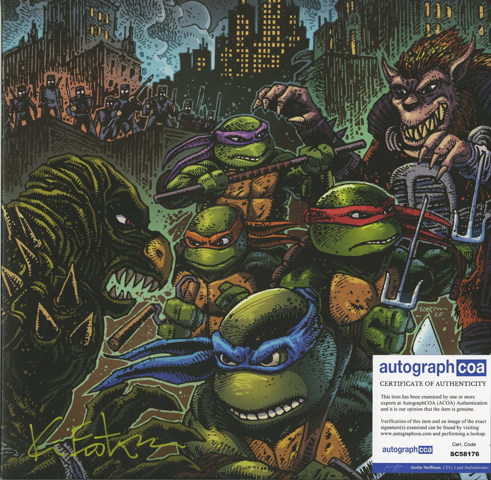 Kevin Eastman signed Ninja Turtles TMNT 1991 Film Vinyl Soundtrack Waxworks ACOA