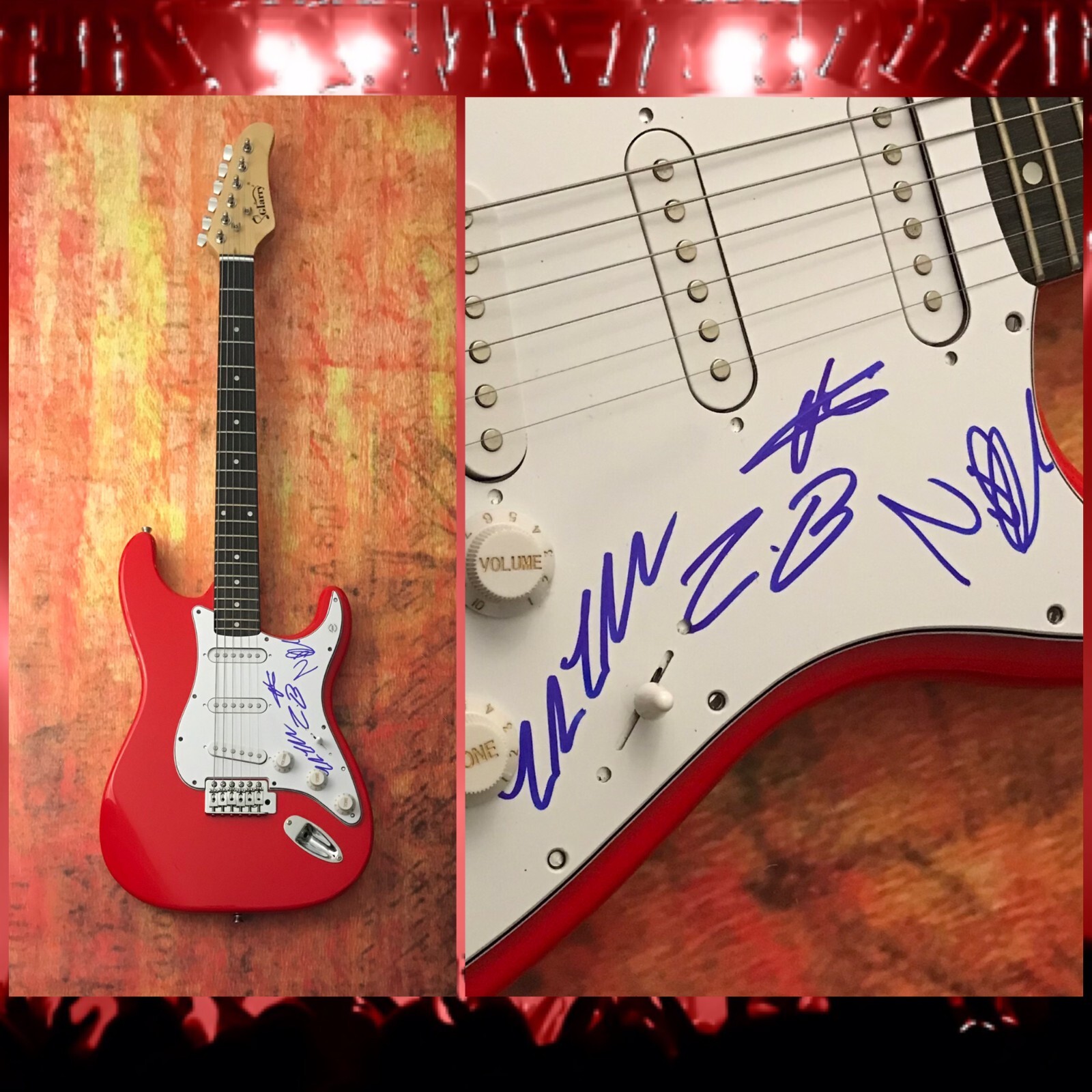 GFA Campbell Burns x4 Band * VACATIONS * Signed Electric Guitar COA