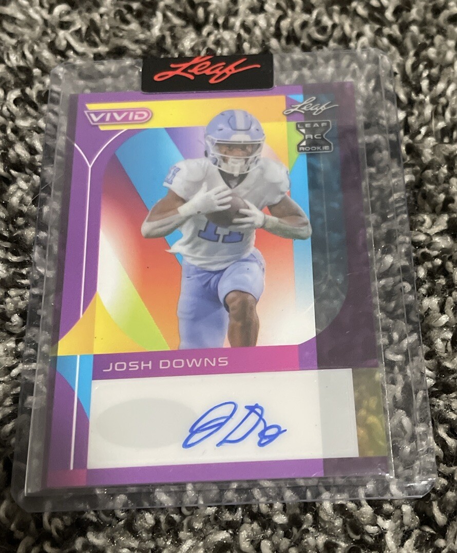 2023 Leaf Vivid Josh Downs PURPLE Pre-Production Proof XRC Auto #1/1 - Colts