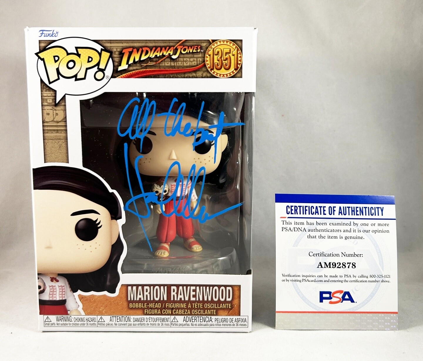 Karen Allen Signed Funko Pop Marion Ravenwood Indiana Jones PSA/DNA 1 COA