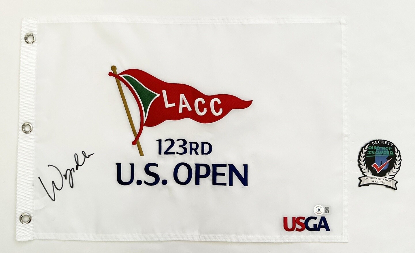 WYNDHAM CLARK SIGNED 2023 US OPEN FLAG JSA COA COLLECTIBLE MEMORABILIA