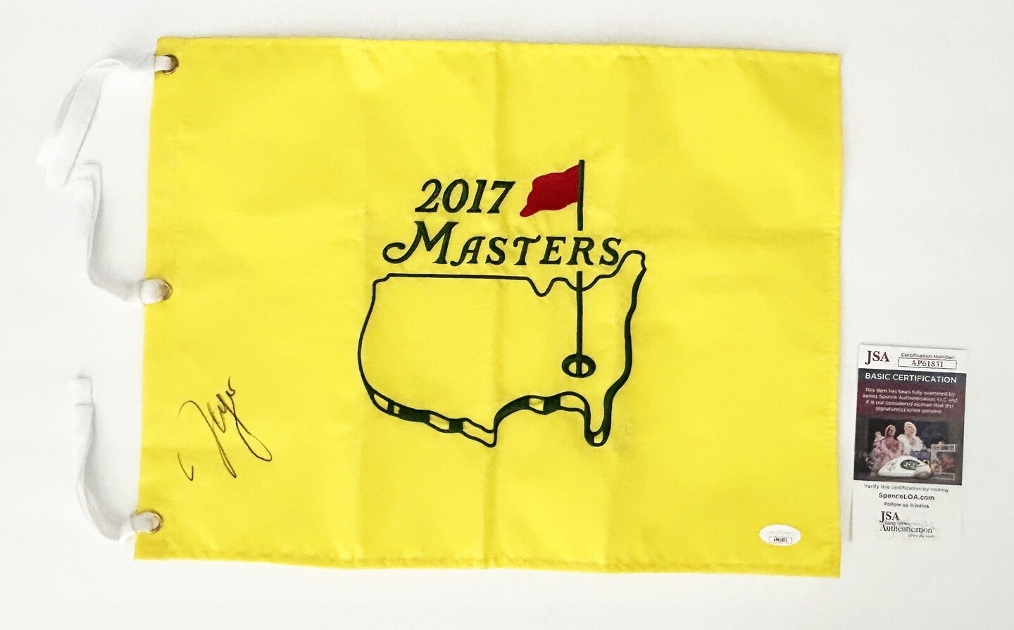 Sergio Garcia Signed Masters Flag 2017 Champion Golf Pin Flag JSA COA