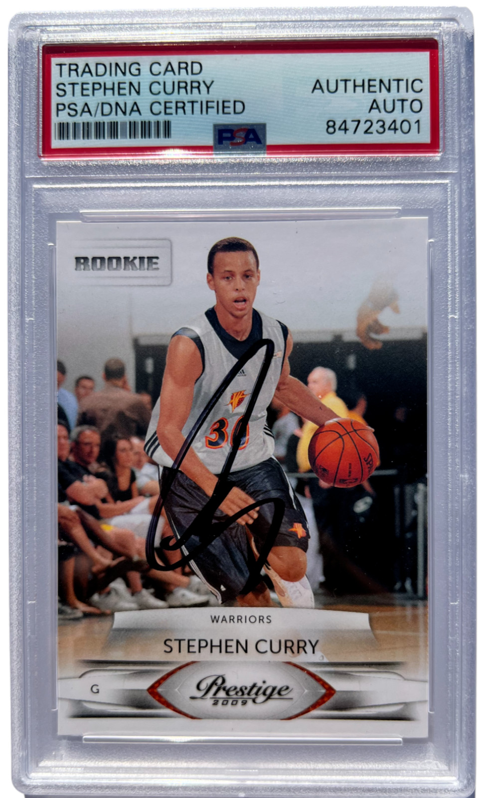 STEPHEN CURRY SIGNED 2009-10 PANINI PRESTIGE ROOKIE CARD #207 RC AUTO PSA/DNA