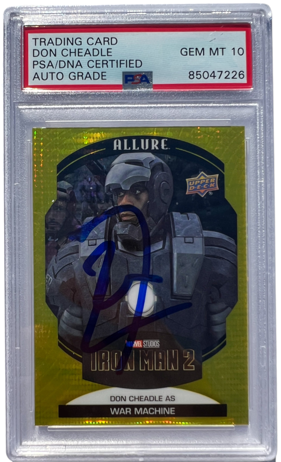 DON CHEADLE SIGNED 2022 UPPER DECK MARVEL ALLURE YELLOW WAR MACHINE PSA/DNA AUTO