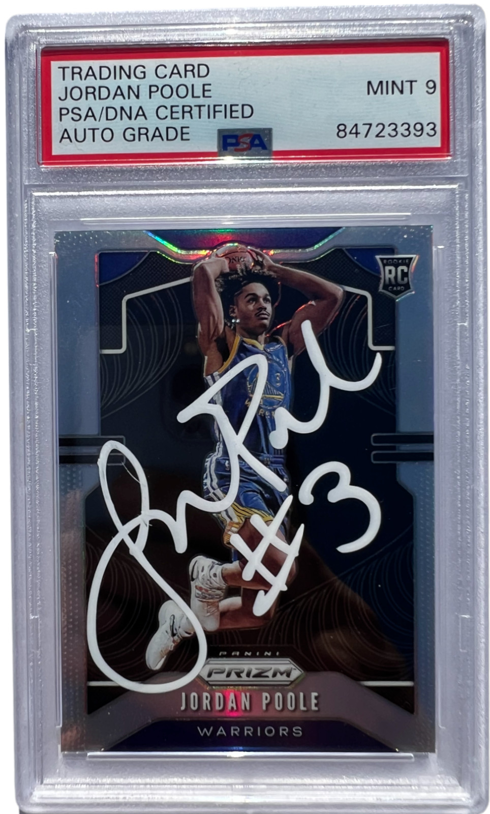 JORDAN POOLE SIGNED 2019-20 PANINI SILVER PRIZM ROOKIE CARD #272 RC AUTO PSA/DNA