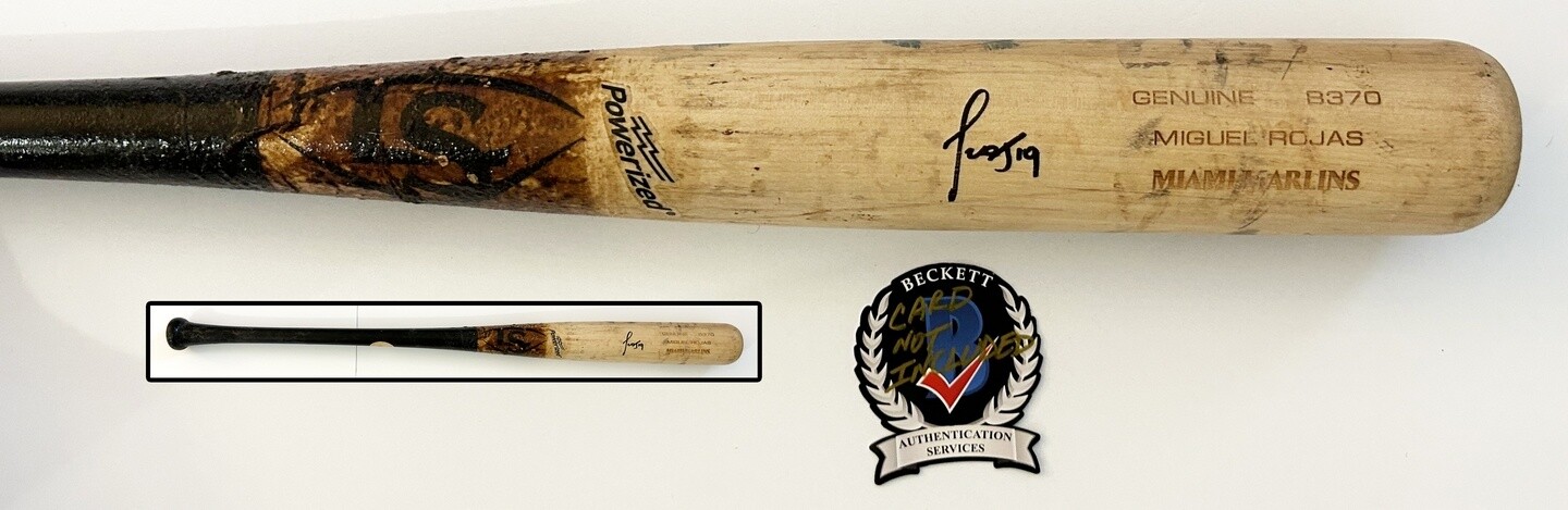 Miguel Rojas Signed Bat Game Used Miami Marlins Beckett BAS COA