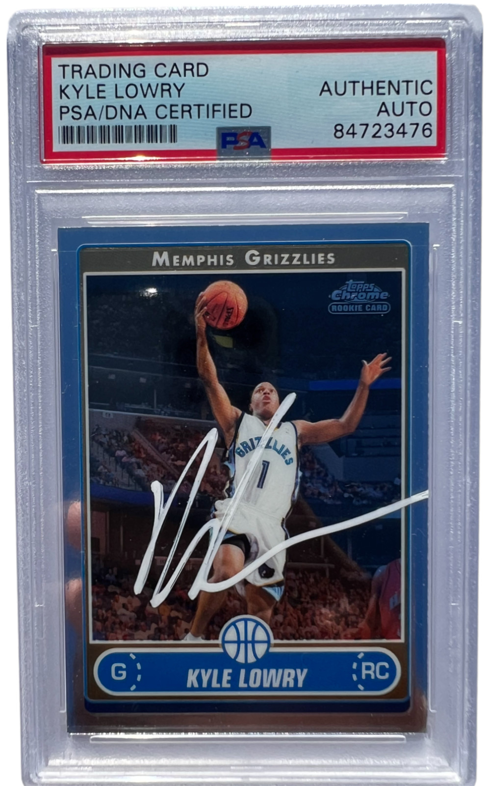 KYLE LOWRY SIGNED 2006 TOPPS CHROME ROOKIE CARD #262 AUTO RC PSA/DNA