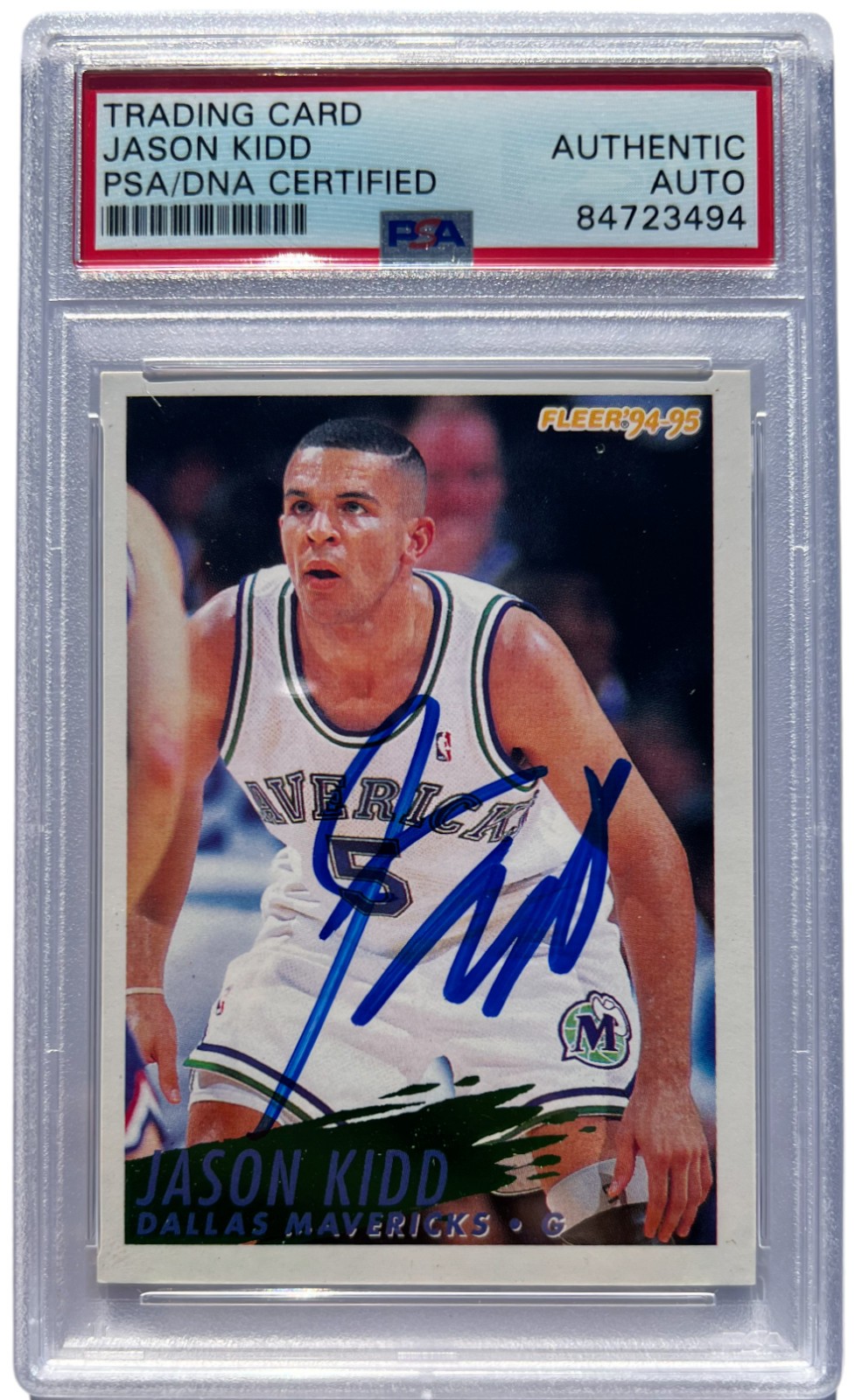 JASON KIDD SIGNED 1994-95 FLEER ROOKIE CARD #268 MAVERICKS AUTO RC PSA/DNA