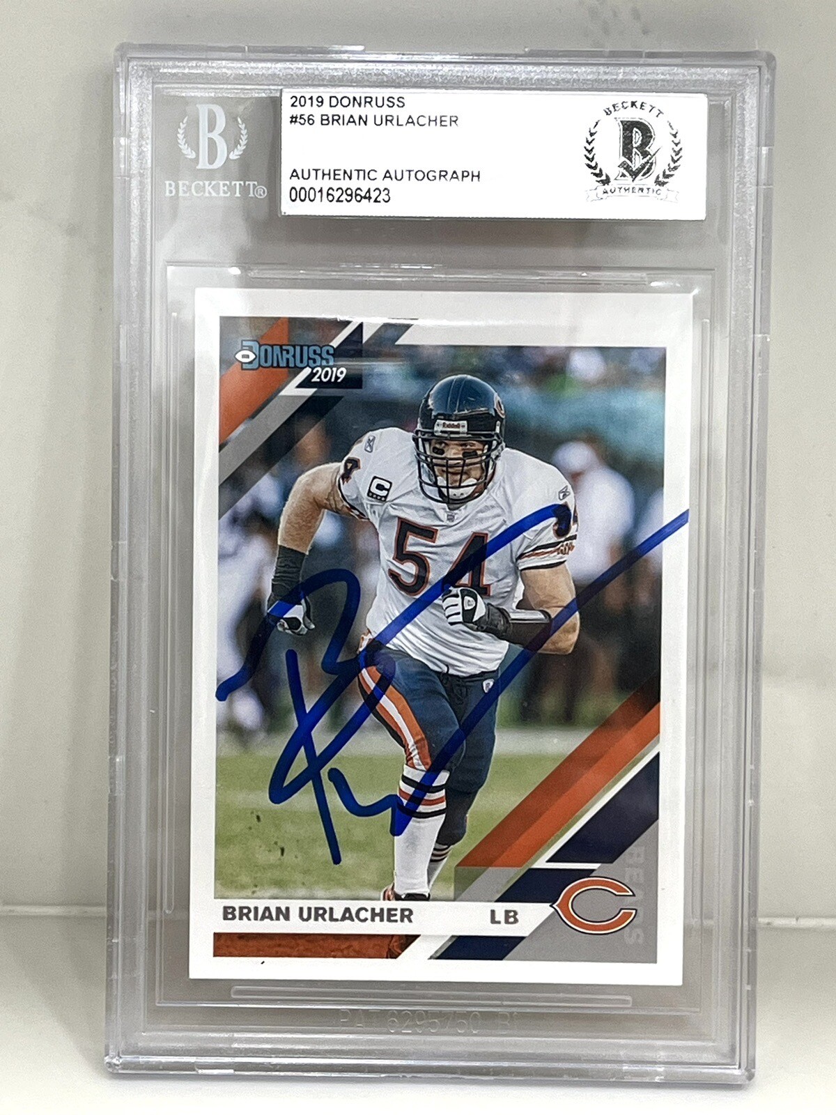 2019 Donruss Brian Urlacher Signed Card HOF Beckett Slab
