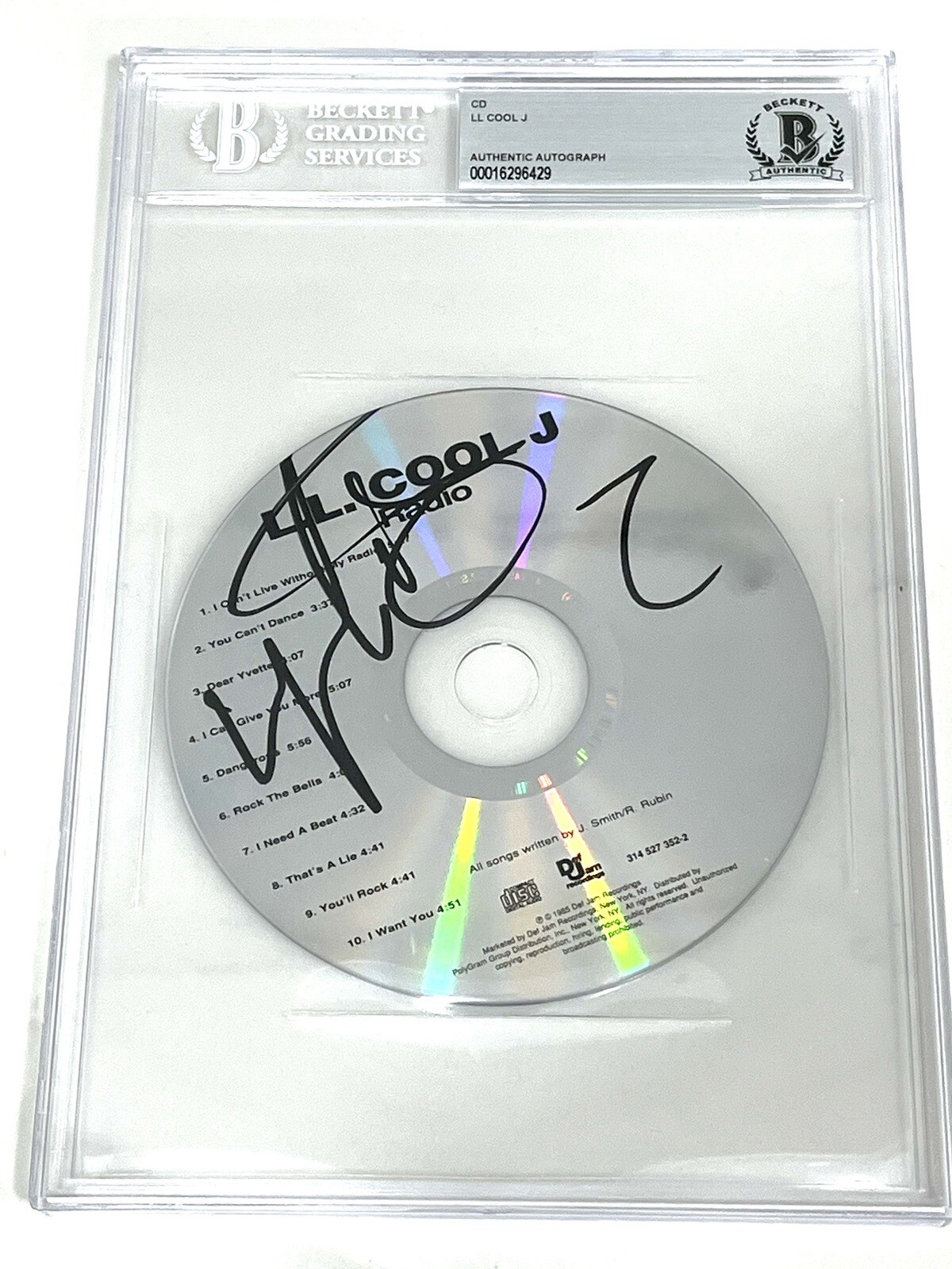 LL Cool J Hand Signed Radio CD Hip Hop Legend Beckett Slab