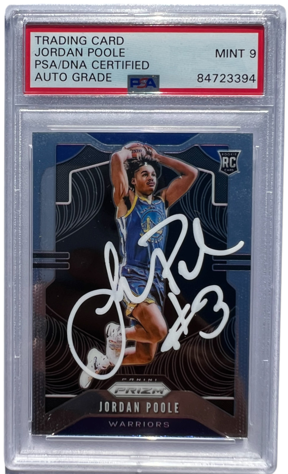 JORDAN POOLE SIGNED 2019-20 PANINI PRIZM ROOKIE CARD #272 RC AUTO PSA/DNA