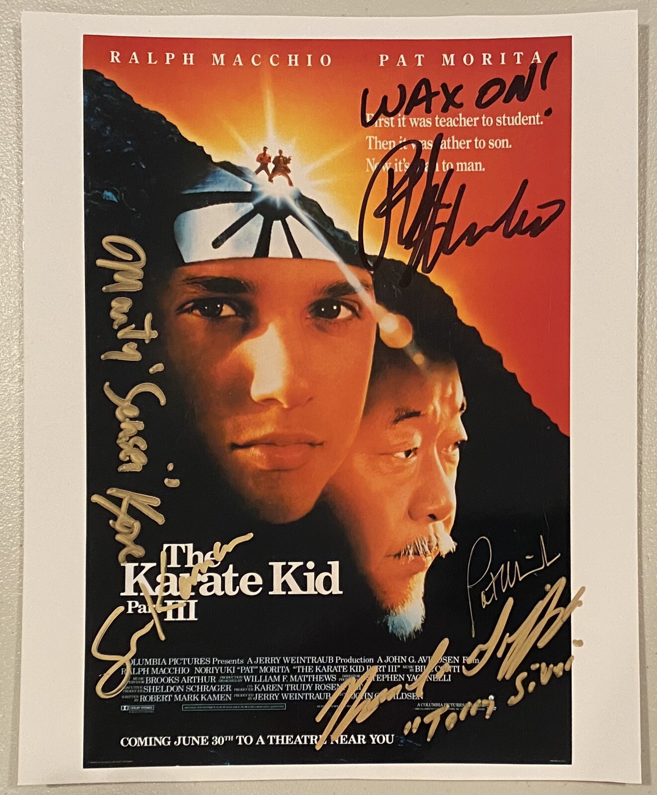 Karate Kid Part III Cast Signed Autographed 8x10 Photo JSA Letter Pat Morita X5