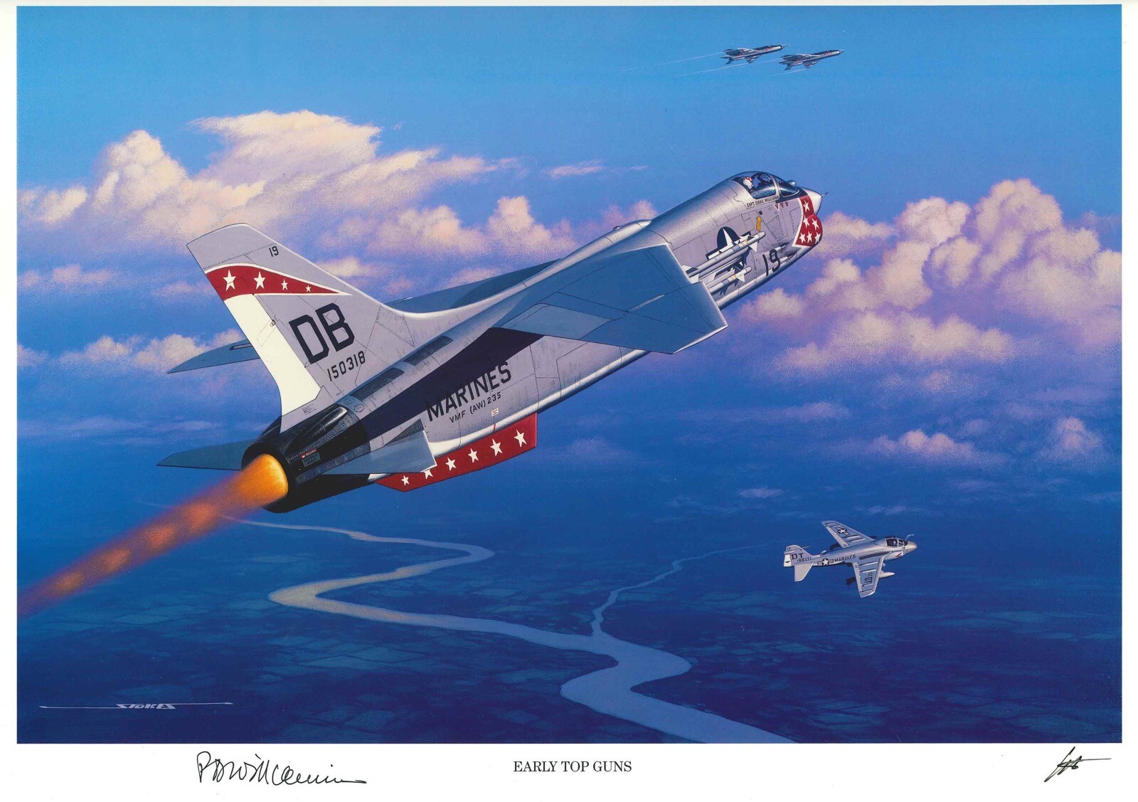 DRAX WILLIAMS SIGNED EARLY TOP GUNS STAN STOKES PRINT VIETNAM PILOT