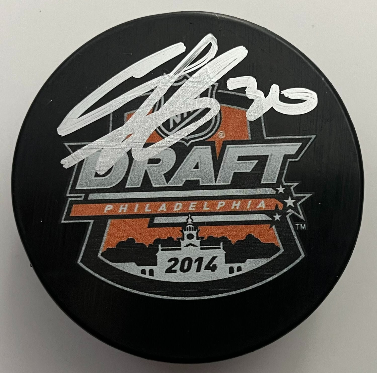 ILYA SOROKIN NEW YORK ISLANDERS SIGNED 2014 DRAFT PUCK w/EXACT PROOF BECKETT COA