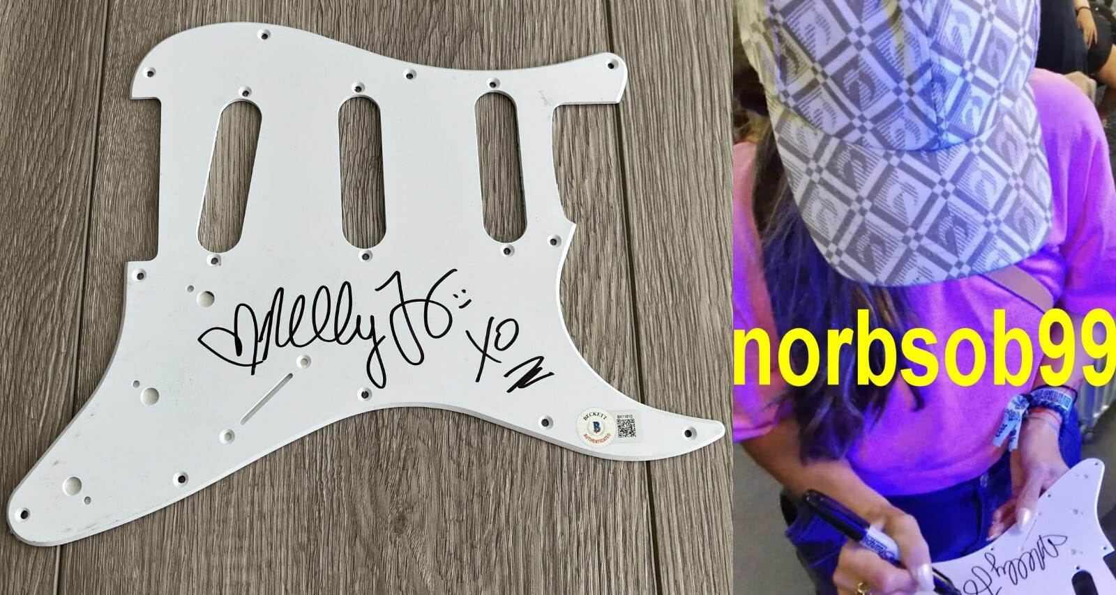 NELLY FURTADO SIGNED AUTOGRAPH GUITAR PICKGUARD w/EXACT PROOF & BECKETT BAS COA