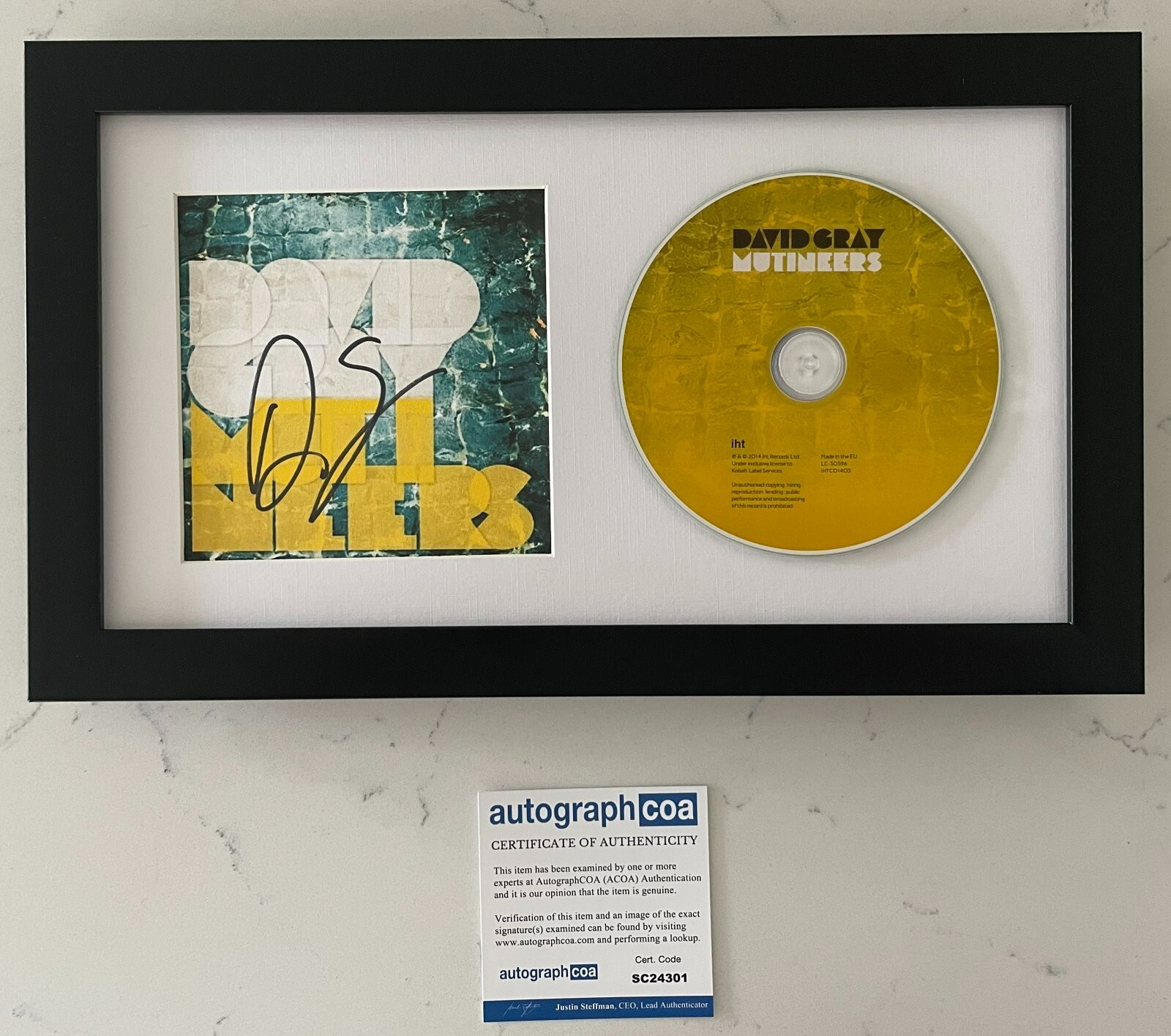 DAVID GRAY SIGNED MUTINEERS FRAMED & MATTED CD w/PROOF AUTOGRAPH COA ACOA