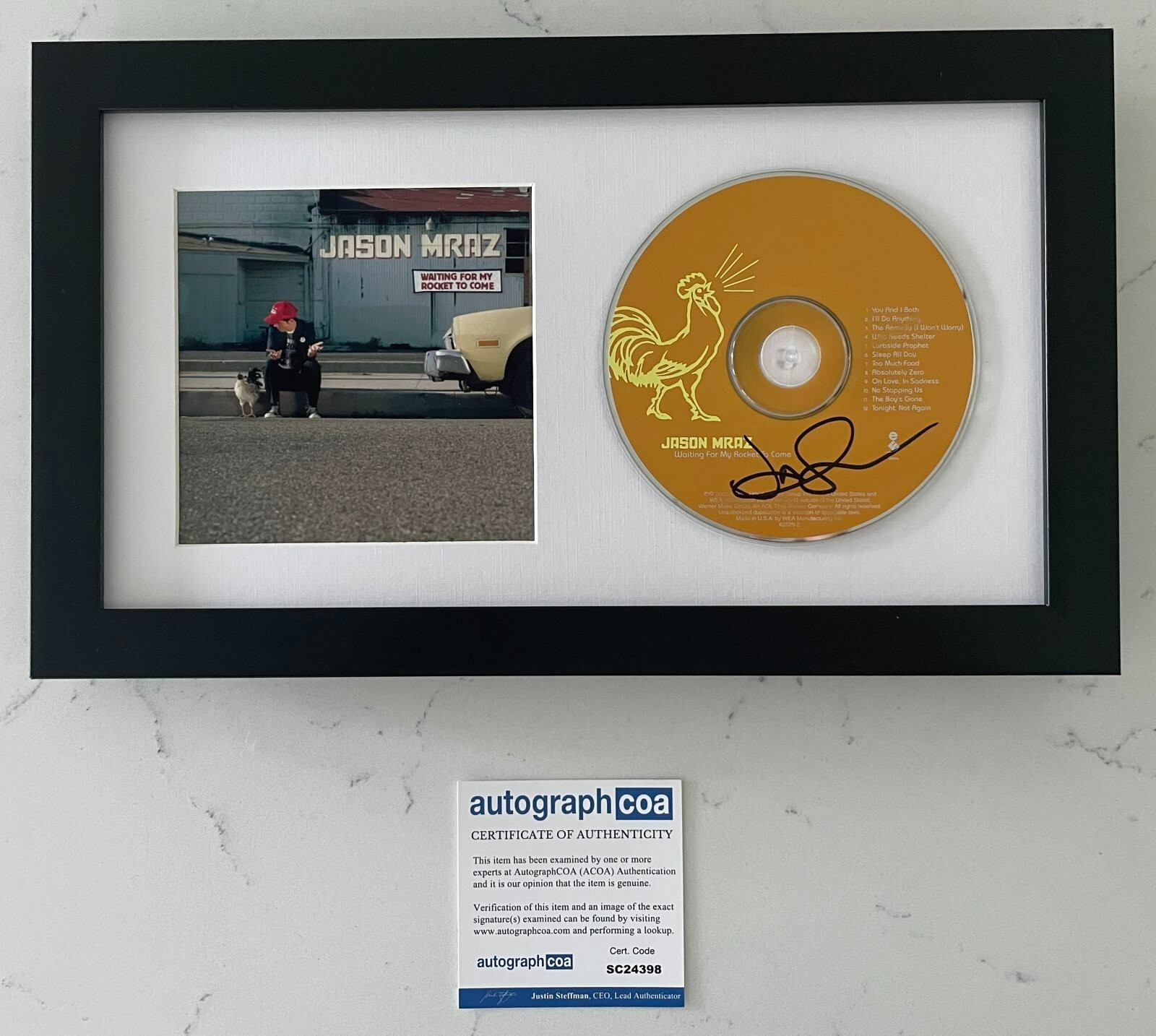 JASON MRAZ WAITING FOR MY ROCKET TO COME SIGNED FRAMED CD w/EXACT PROOF COA ACOA