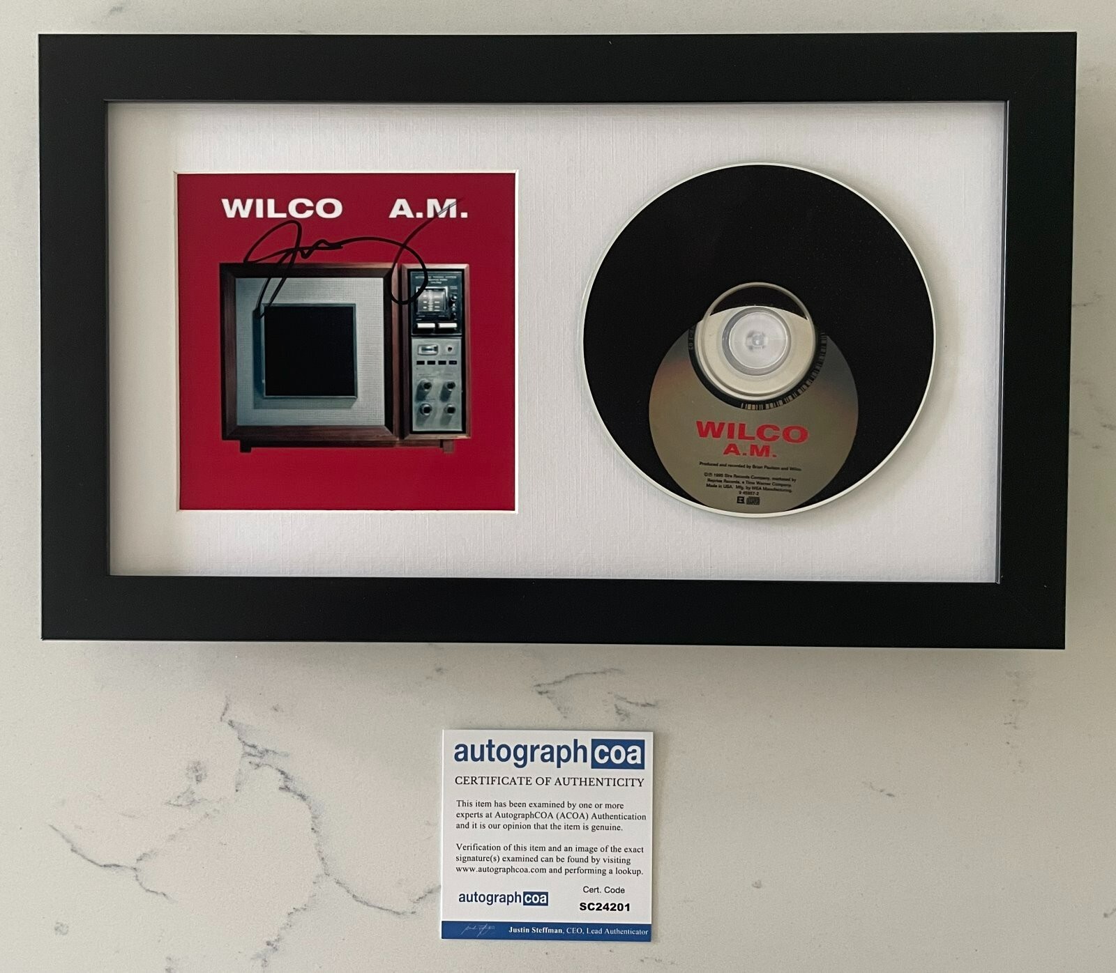 JEFF TWEEDY SIGNED WILCO A.M. AM FRAMED & MATTED CD w/EXACT PROOF AUTOGRAPH COA