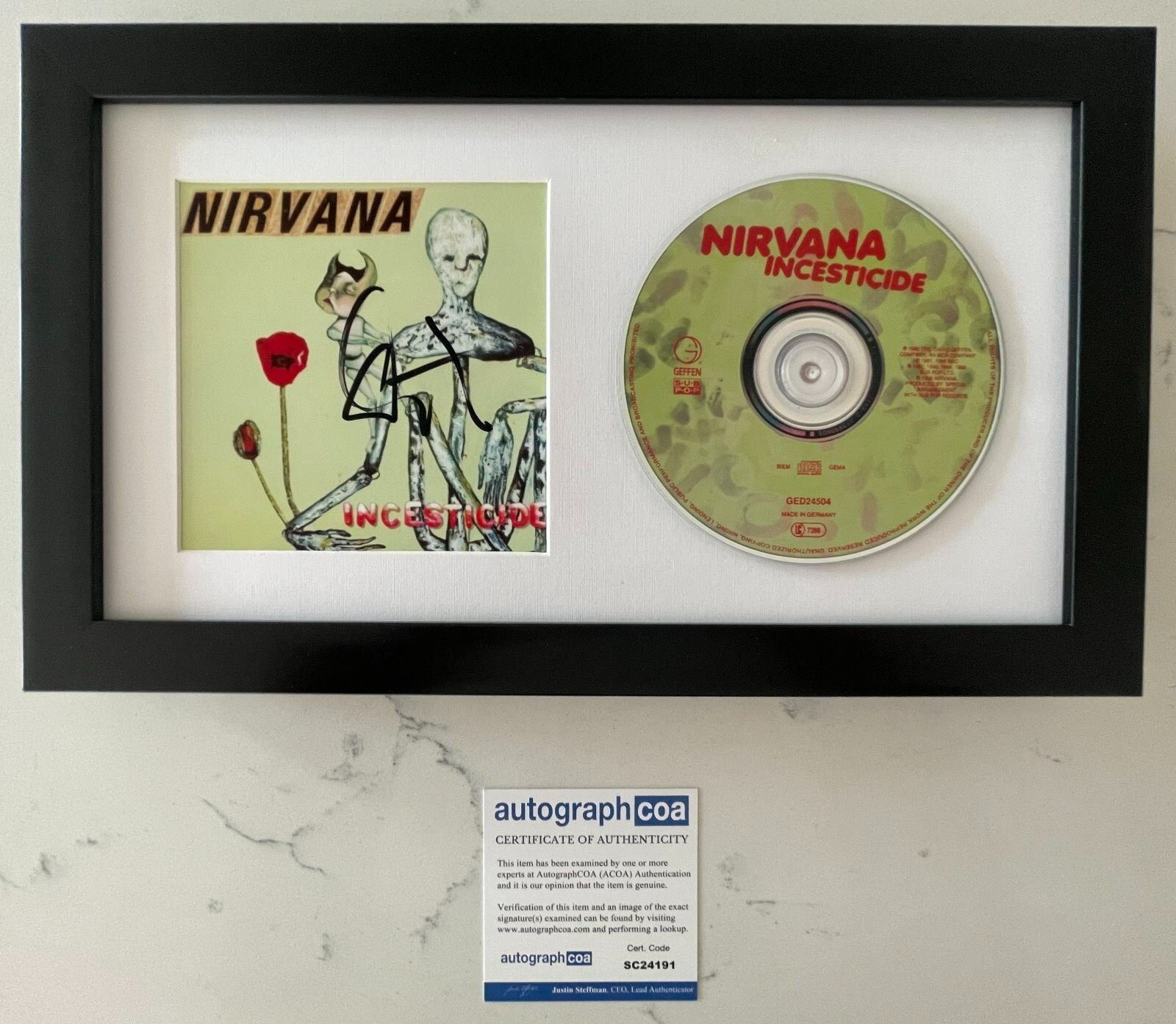 DAN PETERS SIGNED NIRVANA INCESTICIDE FRAMED CD w/EXACT PROOF AUTOGRAPH COA ACOA