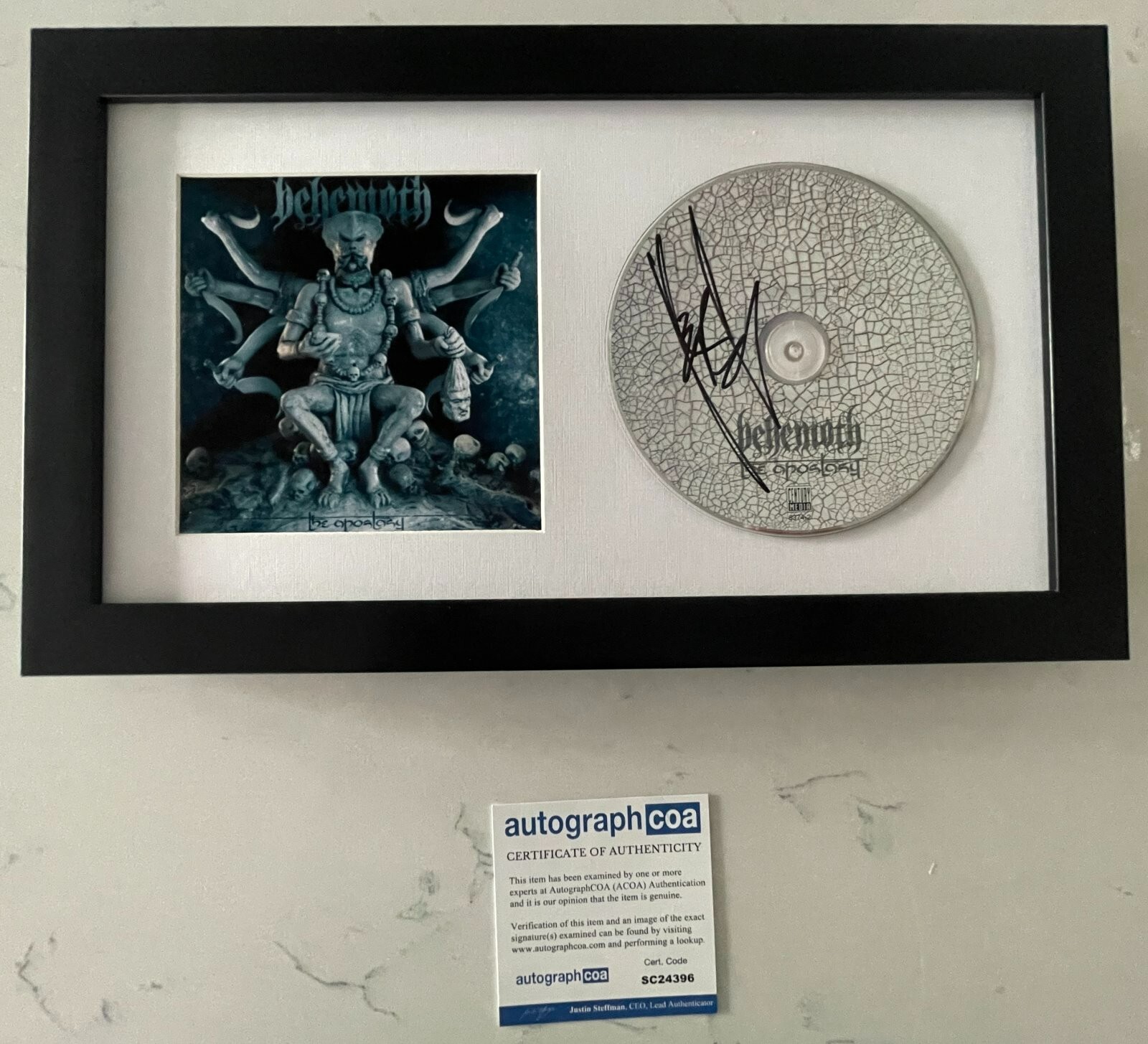 ADAM DARSKI NERGAL BEHEMOTH SIGNED THE APOSTASY FRAMED CD W/PROOF AUTOGRAPH COA COLLECTIBLE MEMORABILIA