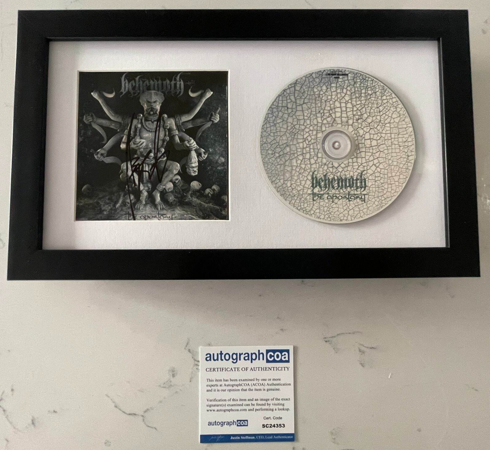 ADAM DARSKI NERGAL SIGNED BEHEMOTH THE APOSTASY FRAMED CD W/PROOF AUTOGRAPH COA COLLECTIBLE MEMORABILIA