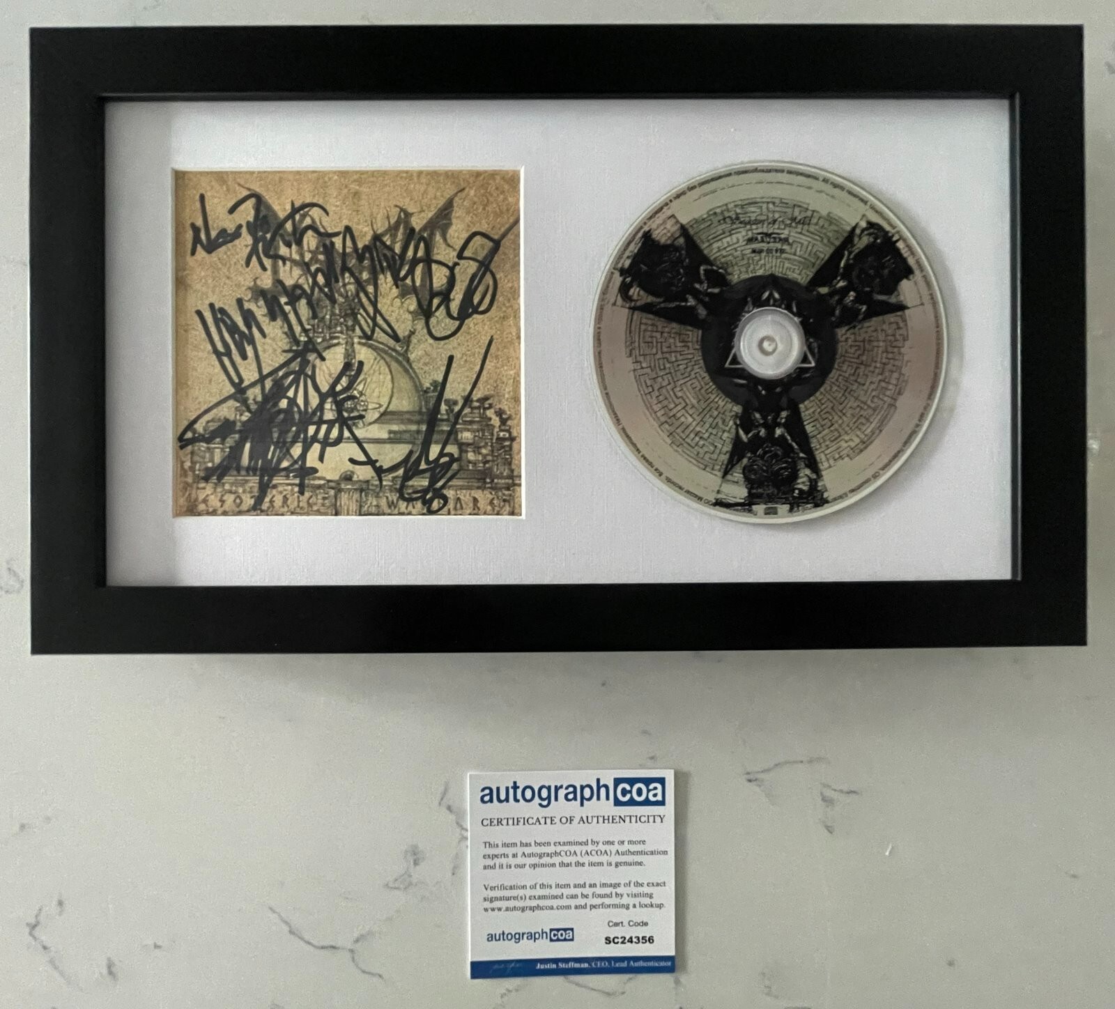 MAYHEM BAND SIGNED X5 ESOTERIC WARFARE FRAMED CD w/PROOF AUTOGRAPH COA ACOA