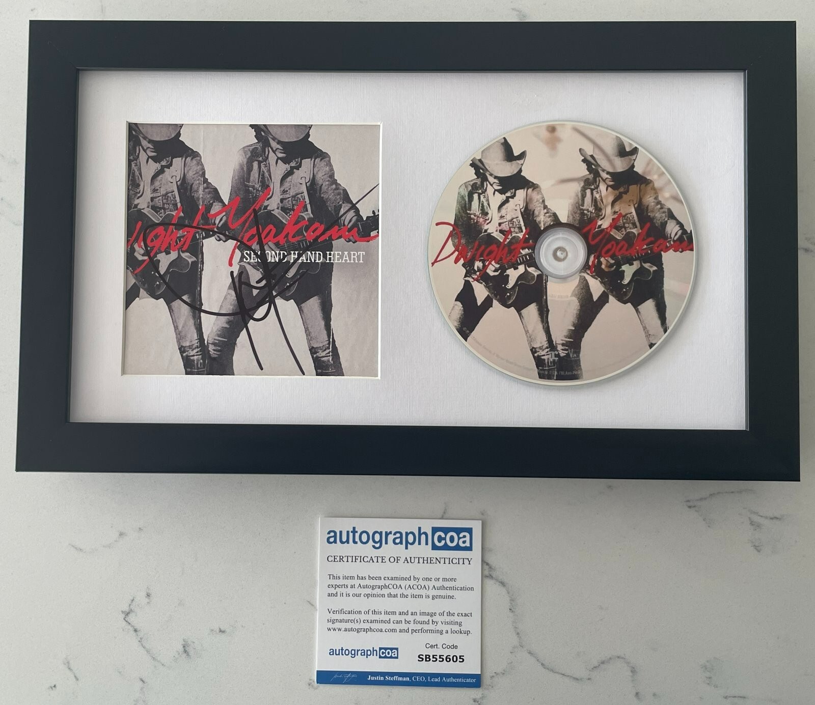 DWIGHT YOAKAM SIGNED SECOND HAND HEART FRAMED & MATTED CD & AUTOGRAPH COA ACOA