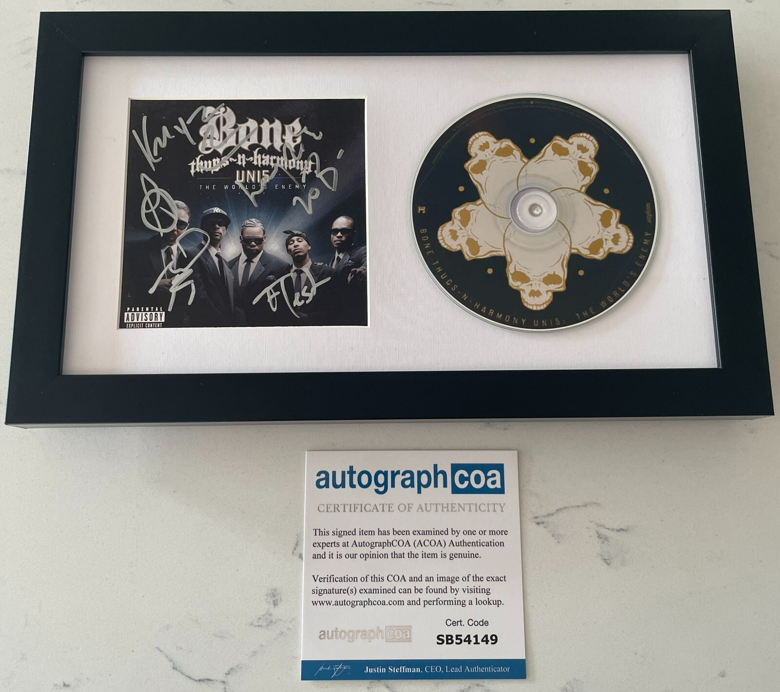 BONE THUGS N HARMONY X5 SIGNED UNI5 THE WORLD'S ENEMY FRAMED CD AUTOGRAPH COA