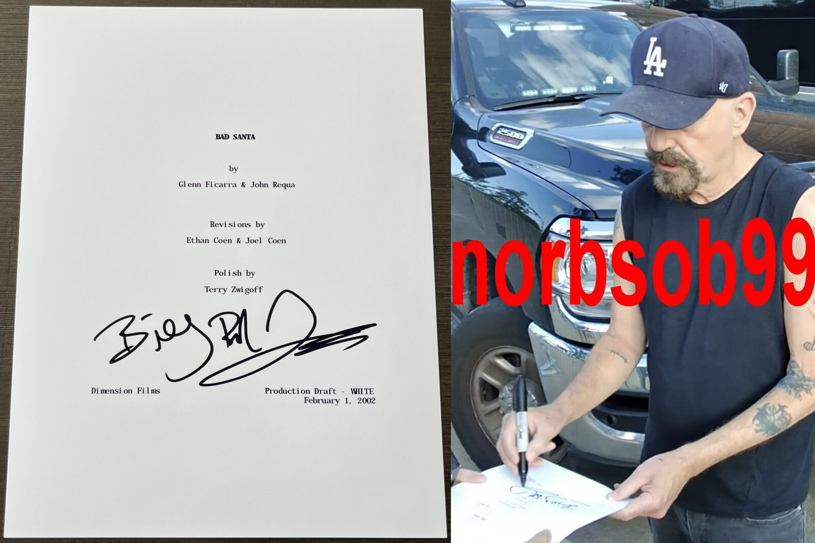 BILLY BOB THORNTON SIGNED AUTOGRAPH BAD SANTA SCRIPT w/EXACT PROOF & BECKETT COA