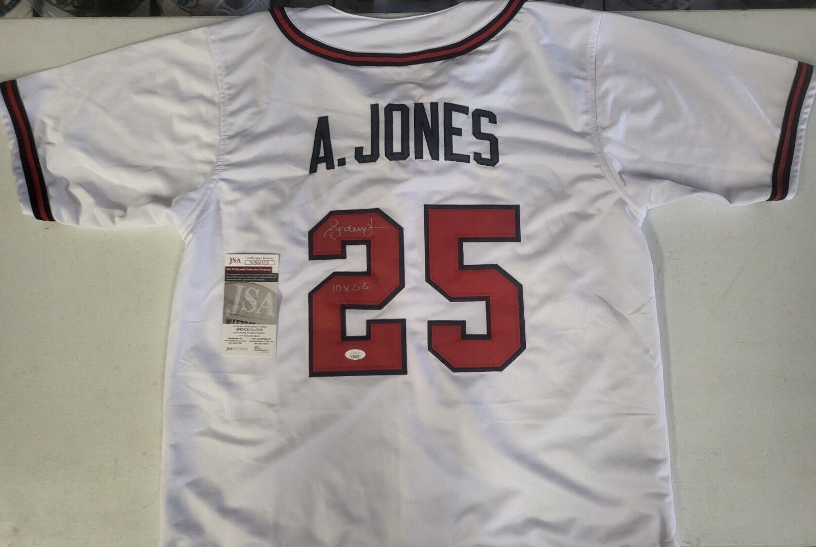 ANDRUW JONES #25 ATLANTA BRAVES 10X GG SIGNED AUTO CUSTOM JERSEY XL JSA COA **