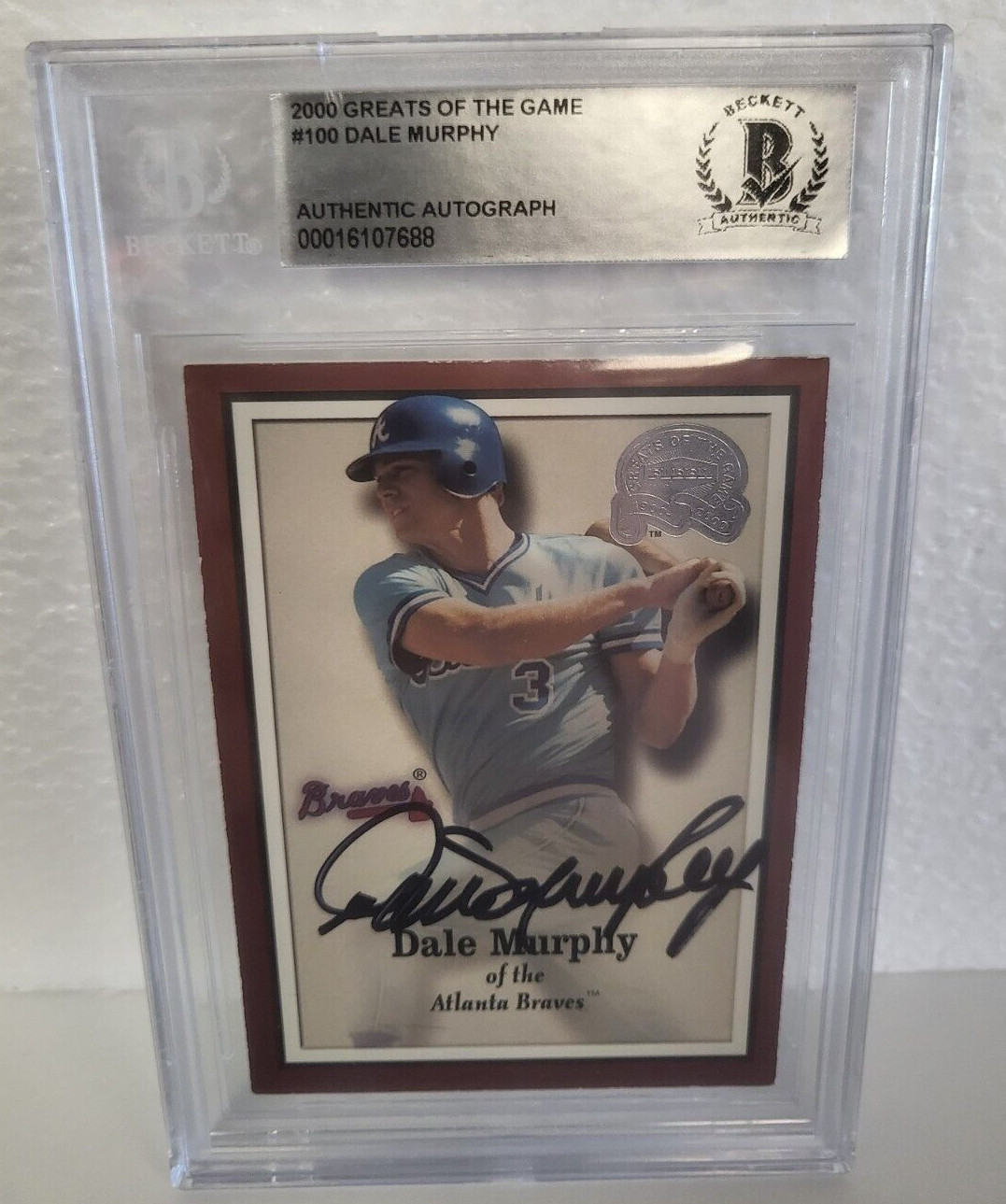 2000 FLEER GREATS OF THE GAME DALE MURPHY ATL BRAVES #100 SIGNED CARD BECKETT