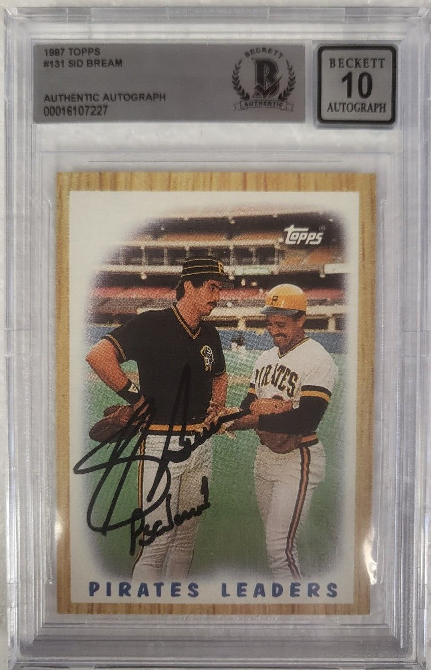 1987 TOPPS SID BREAM PITTSBURGH PIRATES SIGNED AUTO #131 CARD BECKETT 10 AUTO