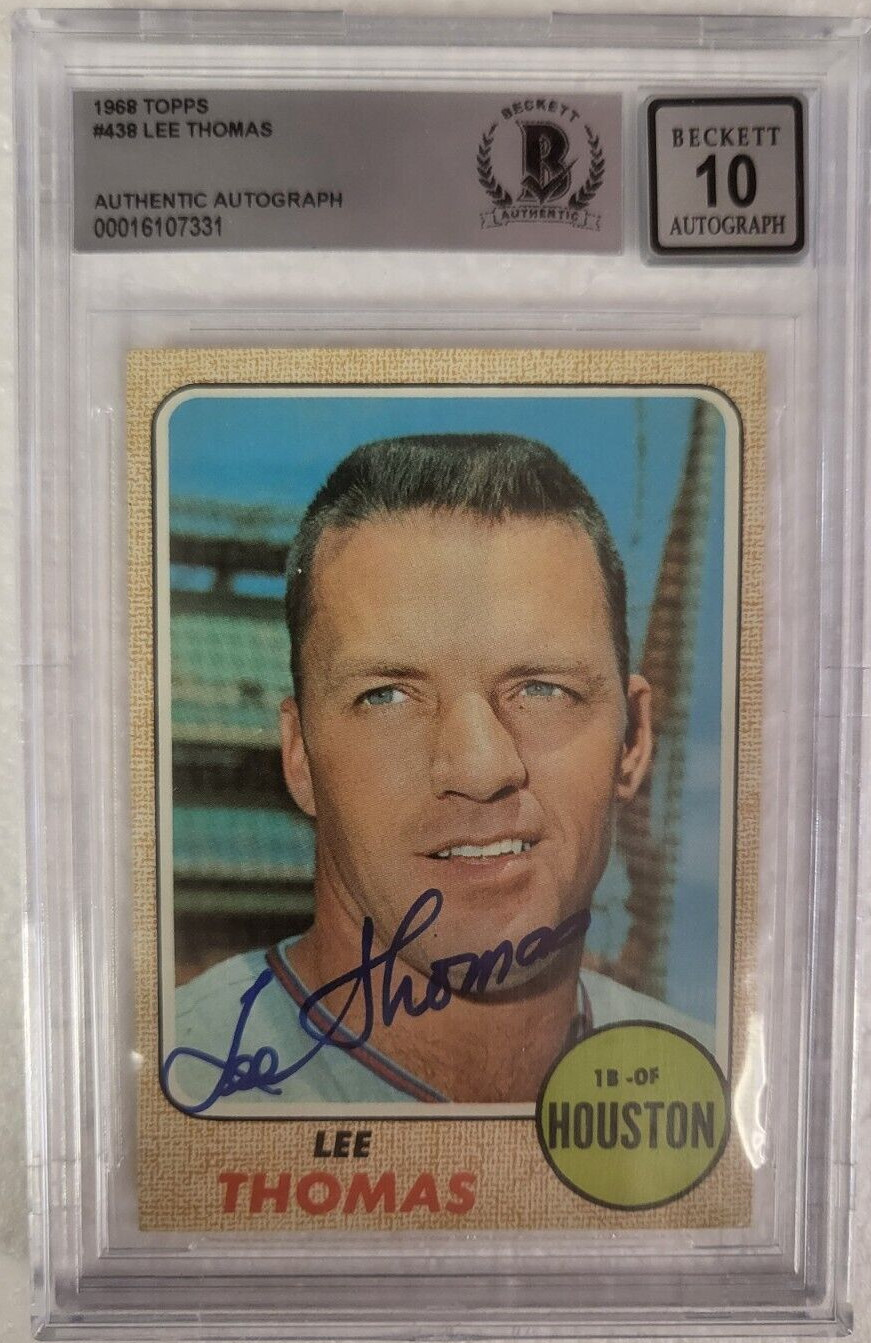 1968 TOPPS LEE THOMAS HOUSTON ASTROS SIGNED AUTOGRAPH #438 CARD BECKETT 10 AUTO