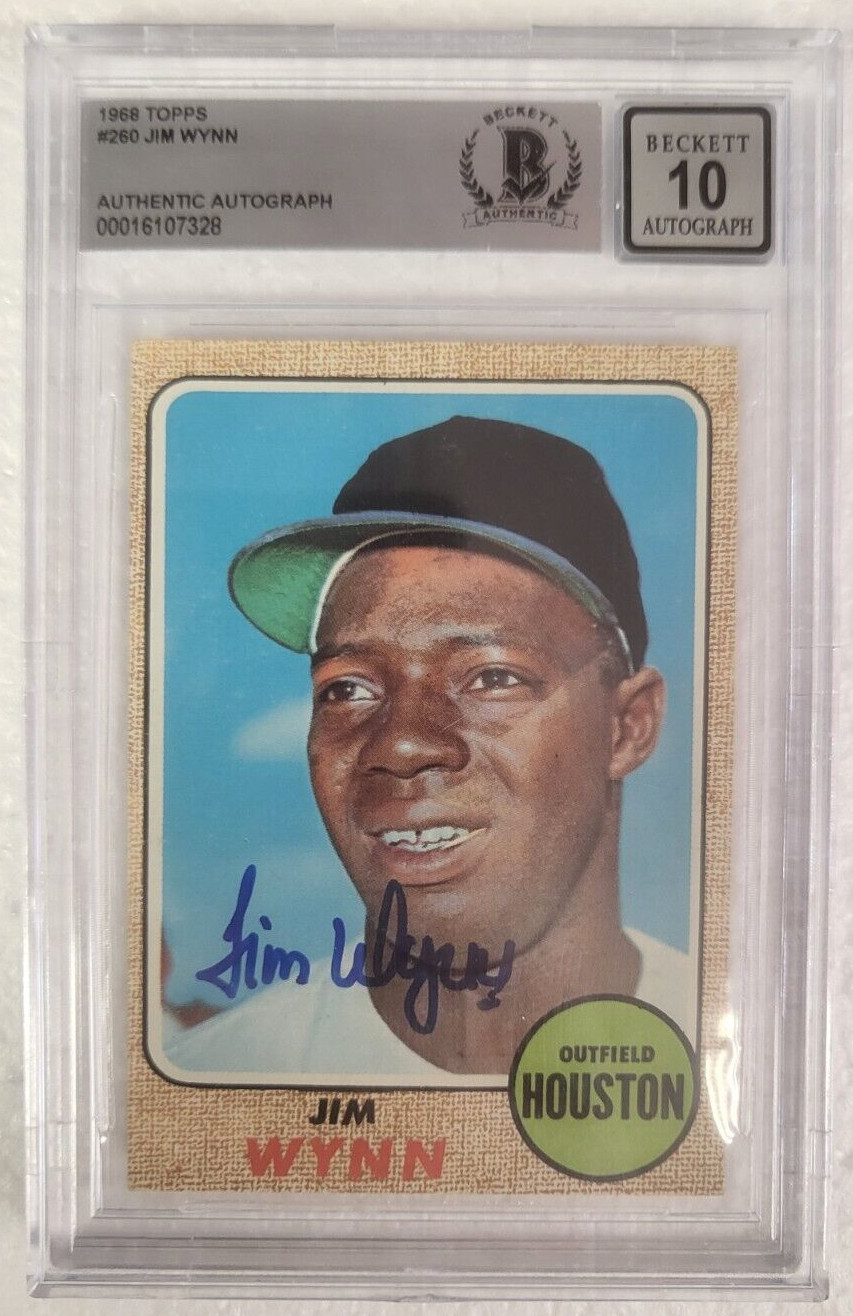 1968 TOPPS JIM WYNN HOUSTON ASTROS SIGNED AUTOGRAPH #260 CARD BECKETT 10 AUTO