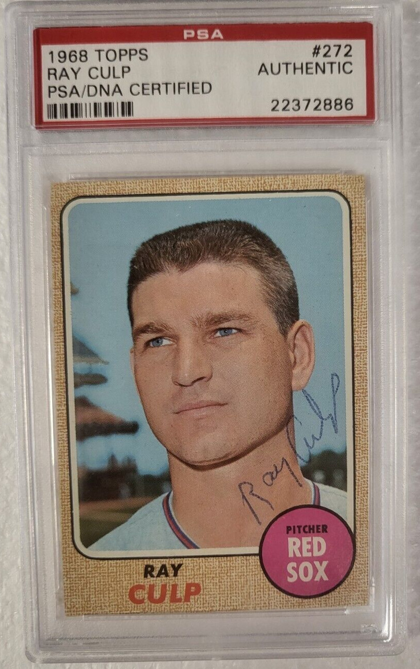 1968 TOPPS RAY CULP BOSTON RED SOX SIGNED AUTOGRAPHED #272 CARD PSA