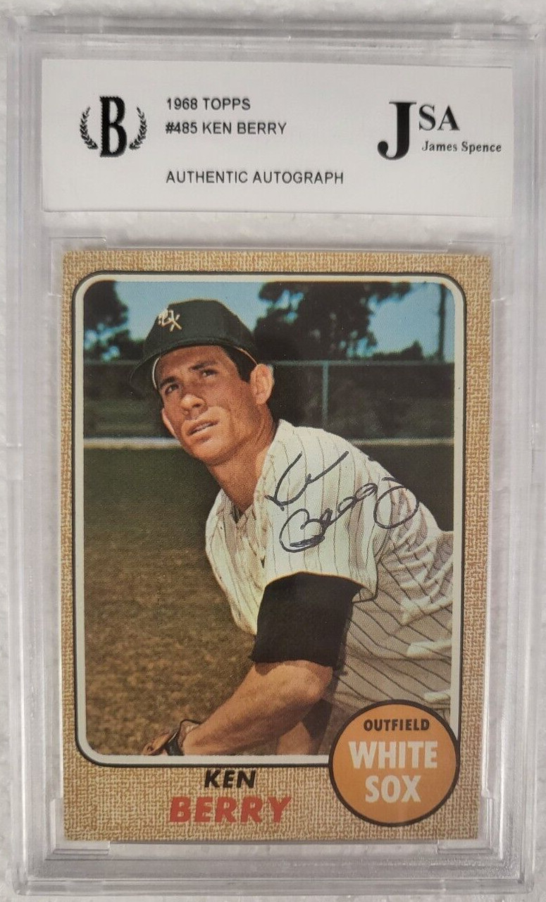 1968 TOPPS KEN BERRY CHICAGO WHITE SOX SIGNED AUTOGRAPHED AUTO #485 CARD JSA