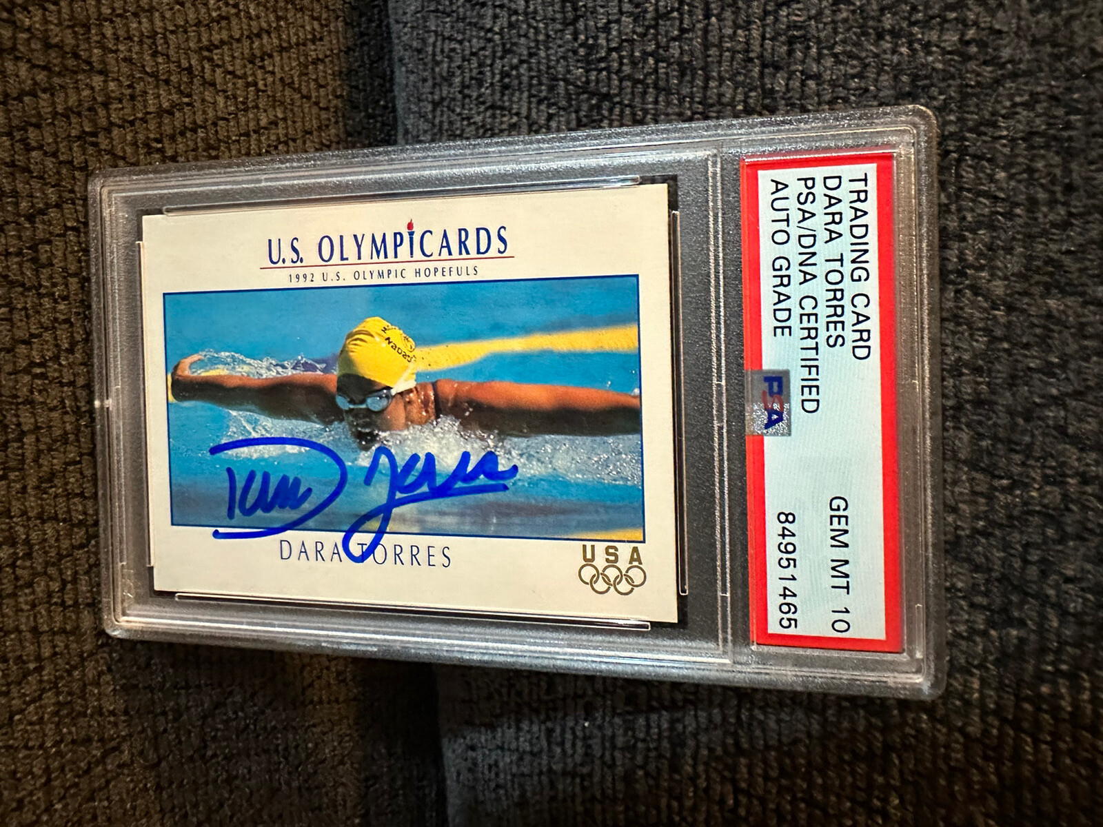 Dara Torres Signed 1992 #72 Card PSA /DNA Slab COA Auto Gem Mint 10 Rookie RC