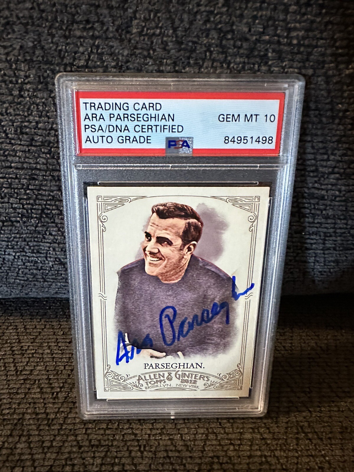 Ara Parseghian Signed 2012 Ginter #184 Card PSA /DNA Slab COA Auto Gem Mint 10