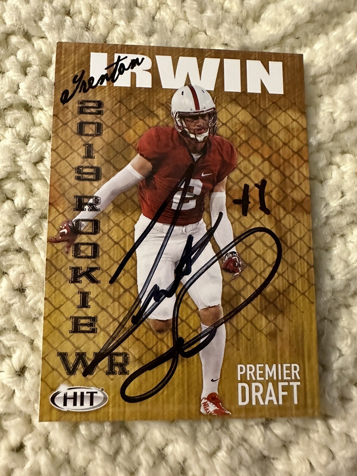 TRENTON IRWIN SIGNED FOOTBALL TRADING CARD ROOKIE AUTOGRAPHED RC COLLECTIBLE MEMORABILIA
